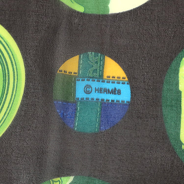 エルメス HERMES レクタングル ブラウン×グリーン シルク ストール 【POIS de SOIE】