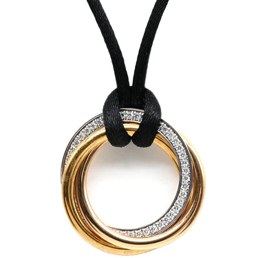 カルティエ Cartier トリニティ B3040900 イエローゴールド×ホワイトゴールド×ピンクゴールド K18YG K18WG K18PG コットンコード ネックレス Au750 18金 18K スリーカラー 3カラー パヴェダイヤ