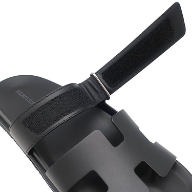 エルメス HERMES シプレ ブラック カーフ #39 サンダル シルバー金具 黒