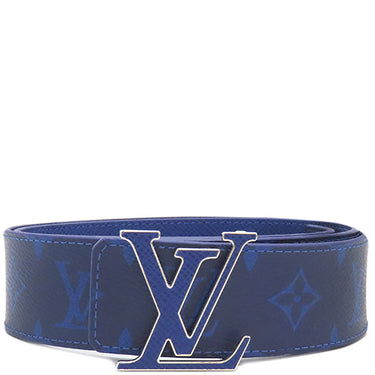 ルイヴィトン LOUIS VUITTON サンチュール イニシャル リバーシブルベルト 85/34 M0159 コバルト タイガ モノグラムコバルトキャンバス ベルト シルバー金具 青 タイガラマ