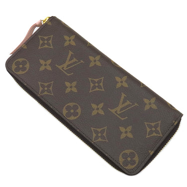 ルイヴィトン LOUIS VUITTON ポルトフォイユ クレマンス M61298 ローズバレリーヌ モノグラムキャンバス 長財布 ゴールド金具 茶 ラウンドファスナー