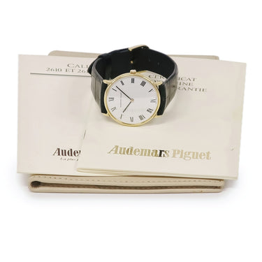 腕時計 オーデマピゲ AUDEMARS PIGUET ウルトラシン BA14539 手巻き メンズ OH済 K18YG無垢 ホワイト ローマン 薄型 ヴィンテージ