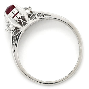 ノンブランド NON BRAND ルビー ダイヤ リング レッド×プラチナシルバー Pt900 ルビー ダイヤモンド リング 指輪 赤 プラチナム オーバル 8.5号