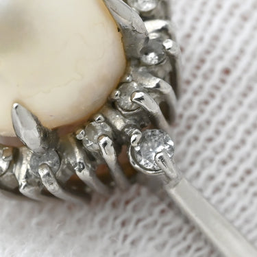 ノンブランド NON BRAND ホワイト×プラチナシルバー Pt900 パール ダイヤモンド リング 指輪 プラチナム 1P 1粒 パール 真珠 あこや アコヤ ダイヤ 20号