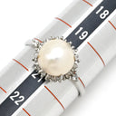 ノンブランド NON BRAND ホワイト×プラチナシルバー Pt900 パール ダイヤモンド リング 指輪 プラチナム 1P 1粒 パール 真珠 あこや アコヤ ダイヤ 20号