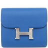エルメス HERMES コンスタンス コンパクト ブルーゼリージュ エバーカラー 二つ折り財布 シルバー金具 新品 未使用 青 ウォレット