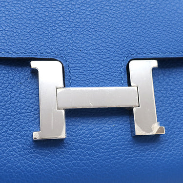 エルメス HERMES コンスタンス コンパクト ブルーゼリージュ エバーカラー 二つ折り財布 シルバー金具 新品 未使用 青 ウォレット