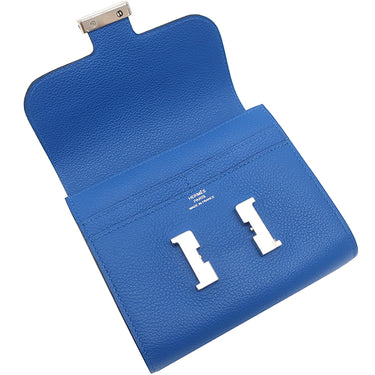 エルメス HERMES コンスタンス コンパクト ブルーゼリージュ エバーカラー 二つ折り財布 シルバー金具 新品 未使用 青 ウォレット