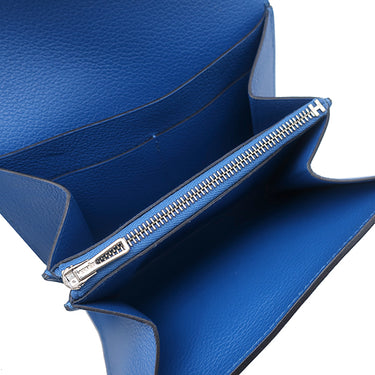 エルメス HERMES コンスタンス コンパクト ブルーゼリージュ エバーカラー 二つ折り財布 シルバー金具 新品 未使用 青 ウォレット