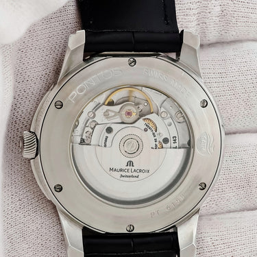 腕時計 モーリスラクロア Maurice Lacroix ポントス デイデイト PT6158-SS001-23E 自動巻き メンズ グレー バー シースルーバック