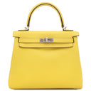 エルメス HERMES ケリー25 内縫い ジョーヌナプル スイフト 2WAYバッグ シルバー金具 黄色 ショルダー