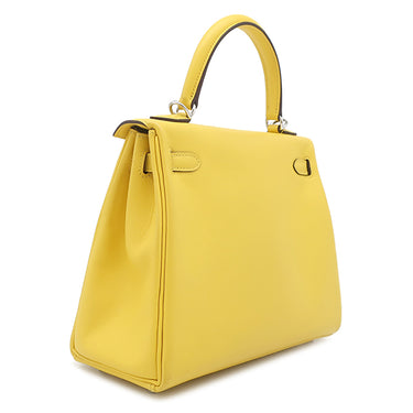 エルメス HERMES ケリー25 内縫い ジョーヌナプル スイフト 2WAYバッグ シルバー金具 黄色 ショルダー