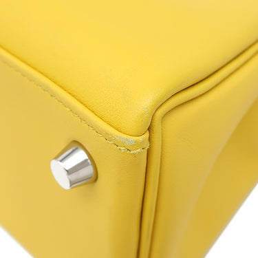 エルメス HERMES ケリー25 内縫い ジョーヌナプル スイフト 2WAYバッグ シルバー金具 黄色 ショルダー