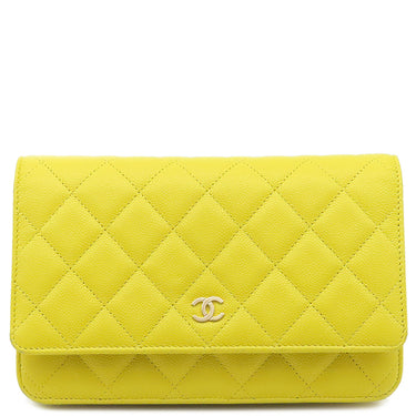シャネル CHANEL マトラッセ AP0250 イエロー キャビアスキン チェーンウォレット ゴールド金具 黄色 チェーンショルダー
