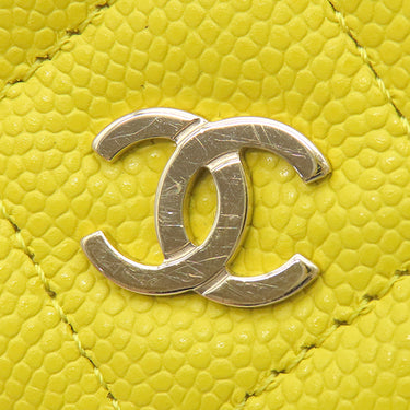 シャネル CHANEL マトラッセ AP0250 イエロー キャビアスキン チェーンウォレット ゴールド金具 黄色 チェーンショルダー
