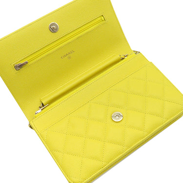 シャネル CHANEL マトラッセ AP0250 イエロー キャビアスキン チェーンウォレット ゴールド金具 黄色 チェーンショルダー