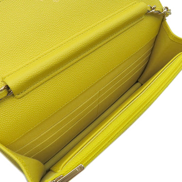 シャネル CHANEL マトラッセ AP0250 イエロー キャビアスキン チェーンウォレット ゴールド金具 黄色 チェーンショルダー