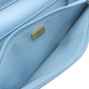 シャネル CHANEL マトラッセ AP0250 ライトブルー ラムスキン チェーンウォレット ゴールド金具 水色 メタリック チェーンショルダー