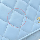 シャネル CHANEL マトラッセ AP0250 ライトブルー ラムスキン チェーンウォレット ゴールド金具 水色 メタリック チェーンショルダー