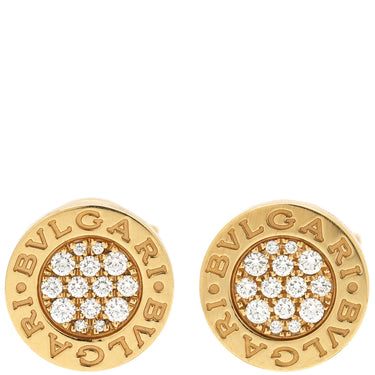 ブルガリ BVLGARI ブルガリブルガリ 354731 ピンクゴールド K18PG ダイヤモンド ピアス Au750 18K パヴェダイヤ 片耳用ピアス2個セット シングルピアス 丸型