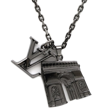 ルイヴィトン LOUIS VUITTON コリエ アーク LVイニシャル シティー M68262 ガンメタル メタル ネックレス ペンダント アクセサリー 凱旋門