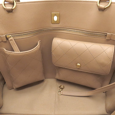 シャネル CHANEL マトラッセ ショッピングバッグ AS3508 ベージュ レザー トートバッグ ゴールド金具 ショルダー 肩掛け