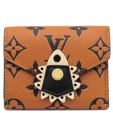 ルイヴィトン LOUIS VUITTON ポルトフォイユ ゾエ M69511 キャラメル モノグラムアンプラント 三つ折り財布 ゴールド金具 茶 コンパクトウォレット LVクラフティ