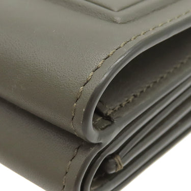 ロエベ LOEWE トライフォールド ウォレット C565TR2X04 カーキグリーン サテンカーフ 三つ折り財布 シルバー金具 小銭入れ 札入れ コンパクト