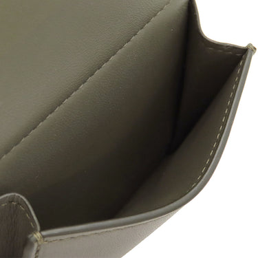 ロエベ LOEWE トライフォールド ウォレット C565TR2X04 カーキグリーン サテンカーフ 三つ折り財布 シルバー金具 小銭入れ 札入れ コンパクト