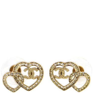 シャネル CHANEL ココマーク ハート ゴールド GP ラインストーン ピアス CCマーク