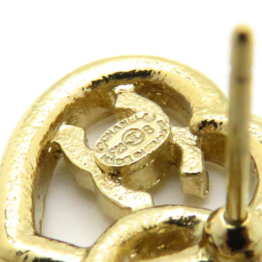 シャネル CHANEL ココマーク ハート ゴールド GP ラインストーン ピアス CCマーク