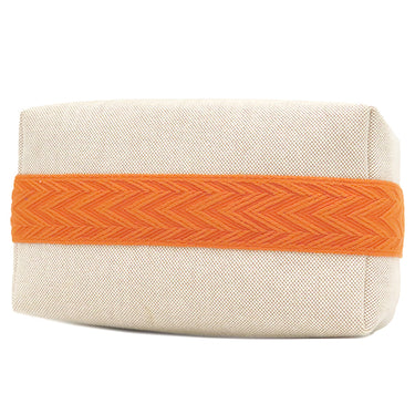 エルメス HERMES ブリッド ア ブラック PM オレンジ×ナチュラル トワルアッシュ ポーチ シルバー金具 トワルH ハンドバッグ バニティバッグ