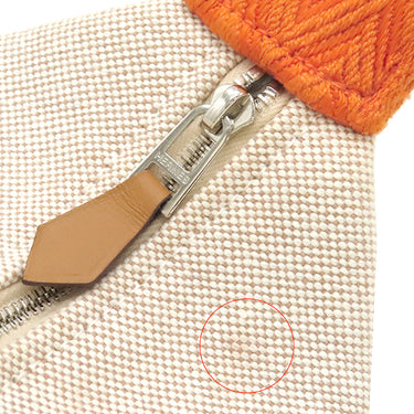 エルメス HERMES ブリッド ア ブラック PM オレンジ×ナチュラル トワルアッシュ ポーチ シルバー金具 トワルH ハンドバッグ バニティバッグ