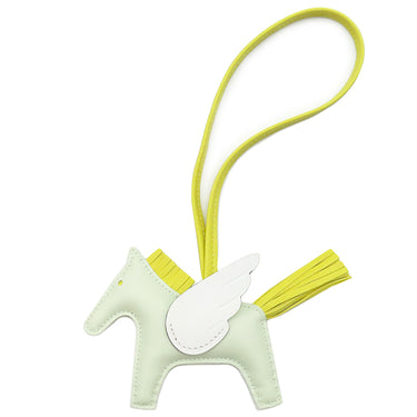 エルメス HERMES ロデオPM ペガサス ヴェールフィズ×ライム×ニューホワイト アニューミロ バッグチャーム 薄緑 黄緑 白