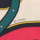 エルメス HERMES ショール カレ140 CARRE ナチュラル×フューシャ カシミヤ シルク ストール 【HARNAIS EN ROSACE/ハーネスの薔薇窓】