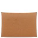 エルメス HERMES カルヴィ デュオ ゴールド ヴォーエプソン カードケース シルバー金具 新品 未使用 茶 フラグメントケース