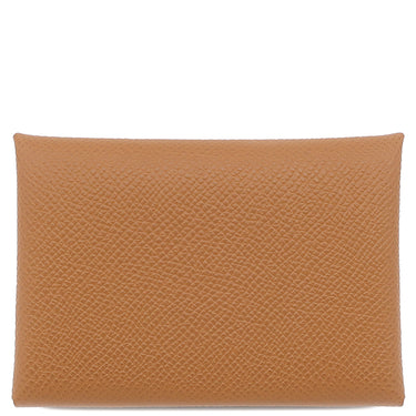 エルメス HERMES カルヴィ デュオ ゴールド ヴォーエプソン カードケース シルバー金具 新品 未使用 茶 フラグメントケース