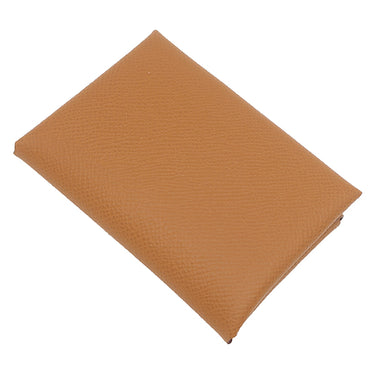 エルメス HERMES カルヴィ デュオ ゴールド ヴォーエプソン カードケース シルバー金具 新品 未使用 茶 フラグメントケース
