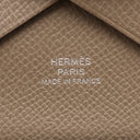 エルメス HERMES カルヴィ デュオ エトゥープ ヴォーエプソン カードケース シルバー金具 新品 未使用 グレージュ