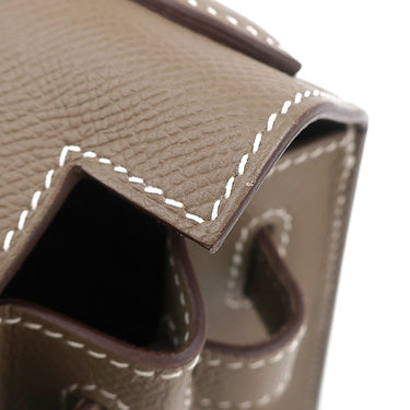 エルメス HERMES ケリー28 外縫い エトゥープ ヴォーエプソン 2WAYバッグ シルバー金具 グレージュ