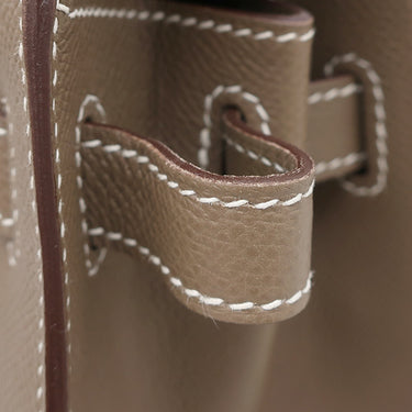 エルメス HERMES ケリー28 外縫い エトゥープ ヴォーエプソン 2WAYバッグ シルバー金具 グレージュ