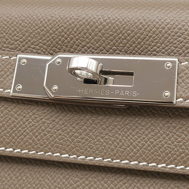 エルメス HERMES ケリー28 外縫い エトゥープ ヴォーエプソン 2WAYバッグ シルバー金具 グレージュ