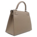 エルメス HERMES ケリー28 外縫い エトゥープ ヴォーエプソン 2WAYバッグ シルバー金具 グレージュ