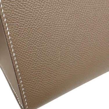 エルメス HERMES ケリー28 外縫い エトゥープ ヴォーエプソン 2WAYバッグ シルバー金具 グレージュ