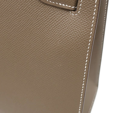 エルメス HERMES ケリー28 外縫い エトゥープ ヴォーエプソン 2WAYバッグ シルバー金具 グレージュ