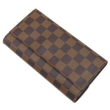 ルイヴィトン LOUIS VUITTON ポルトフォイユ サラ N63209 ダミエエベヌ ダミエキャンバス 長財布 ゴールド金具 茶