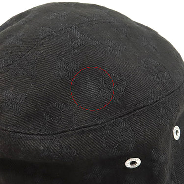 ルイヴィトン LOUIS VUITTON シャポー モノグラムデニム M76208 ブラック×イエロー コットン ポリエステル 14038 #58 ハット シルバー金具 黒 黄色 バケットハット リバーシブル