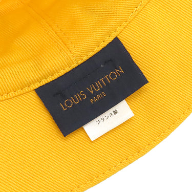 ルイヴィトン LOUIS VUITTON シャポー モノグラムデニム M76208 ブラック×イエロー コットン ポリエステル 14038 #58 ハット シルバー金具 黒 黄色 バケットハット リバーシブル