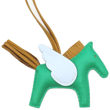 エルメス HERMES ロデオPM ペガサス ミント×セサミ×ブルーブリュム アニューミロ バッグチャーム 緑 茶 水色