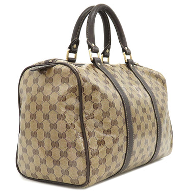 グッチ GUCCI GGクリスタル ボストン 265697 ベージュXブラウン PVC レザー ボストンバッグ ハンドバッグ ビニールコーティング